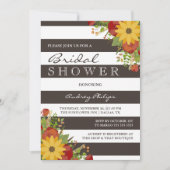 ヒマワリブーケ素朴ブライダルシャワー 招待状 (正面)