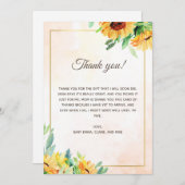 ヒマワリベビーシャワーサンキューカード サンキューカード (正面/裏面)