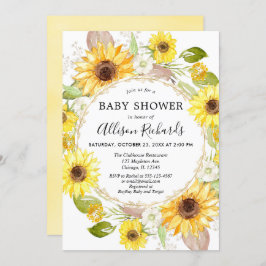 ヒマワリベビーシャワー招待状の水色 招待状