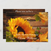 ヒマワリベビーシャワー招待状ズ、カントリー秋 招待状 (正面/裏面)