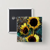 ヒマワリボタン 缶バッジ (正面&裏面)