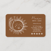 ヒマワリボホーラインアート自然シックなソーシャルアイコン 名刺 (裏面)