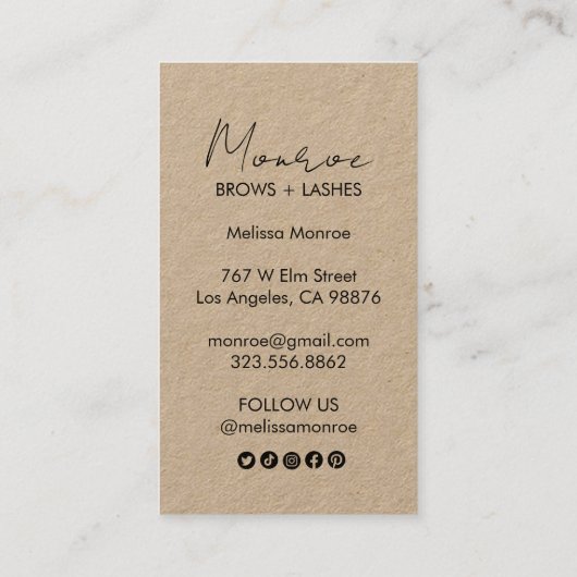 ヒマワリボホーラインアートKRAFTエレガントソーシャルアイコン 名刺 (裏面)