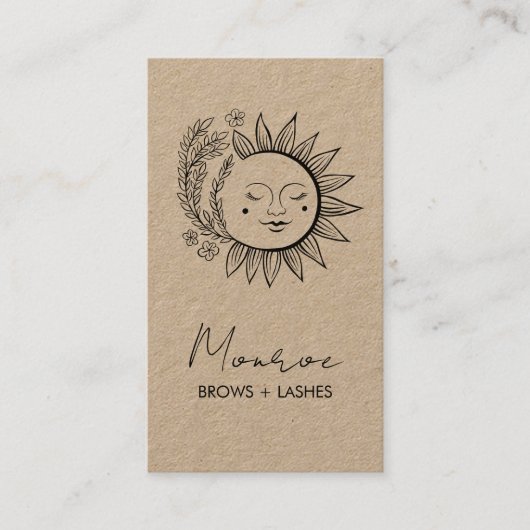 ヒマワリボホーラインアートKRAFTエレガントソーシャルアイコン 名刺 (正面)