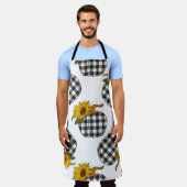 ヒマワリポンプキンの継ぎ目のない模様。ファームホウ エプロン (着用した状態)