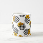 ヒマワリポンプキンの継ぎ目のない模様。ファームホウ コーヒーマグカップ (中央)