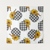 ヒマワリポンプキンの継ぎ目のない模様。ファームホウ タペストリー (正面(横))