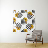 ヒマワリポンプキンの継ぎ目のない模様。ファームホウ タペストリー (インサイチュ(横))