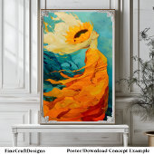 ヒマワリモダンアユニークハ絵を描ットB8R ポスター