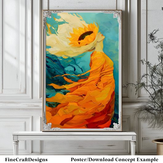 ヒマワリモダンアユニークハ絵を描ットB8R ポスター