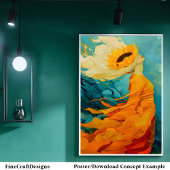 ヒマワリモダンアユニークハ絵を描ットB8R ポスター