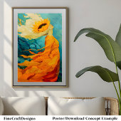 ヒマワリモダンアユニークハ絵を描ットB8R ポスター