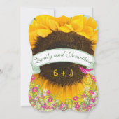 ヒマワリモダンタイポグラフィ結婚ズ 招待状 (裏面)