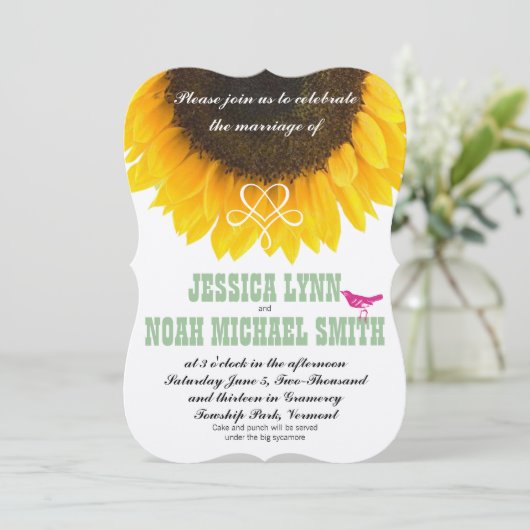 ヒマワリモダンタイポグラフィ結婚ズ 招待状 (スタンド正面)