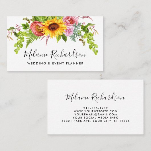 ヒマワリモダンーグリーンフローラ 名刺 (正面/裏面)