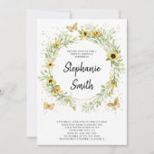 ヒマワリリース蝶ブライダルシャワーイン 招待状 (正面)