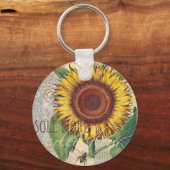 ヒマワリヴィンテージダマスク花文芸術 キーホルダー (正面)