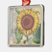 ヒマワリヴィンテージダマスク花文芸術 メタルオーナメント (左)