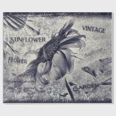 ヒマワリヴィンテージ白黒Ephemeraテクスチャ ラッピングペーパー (フラット)