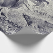 ヒマワリヴィンテージ白黒Ephemeraテクスチャ ラッピングペーパー (角)