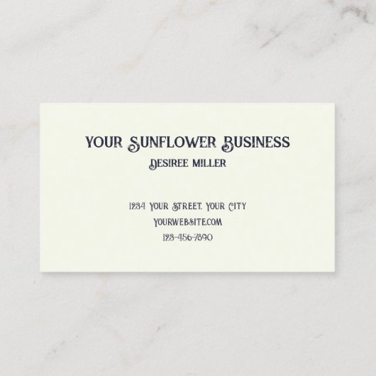 ヒマワリヴィンテージ白黒Ephemeraテクスチャ 名刺 (裏面)