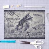 ヒマワリヴィンテージ白黒Ephemeraテクスチャ 薄葉紙 (クラフト)