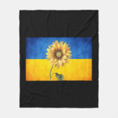 ヒマワリーウクライナフラッグヴィンテージスタンド フリースブランケット (正面)