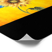 ヒマワリーウクライナフラッグヴィンテージスタンド ポスター (角)