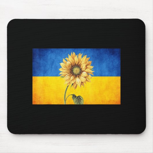 ヒマワリーウクライナフラッグヴィンテージスタンド マウスパッド (正面)