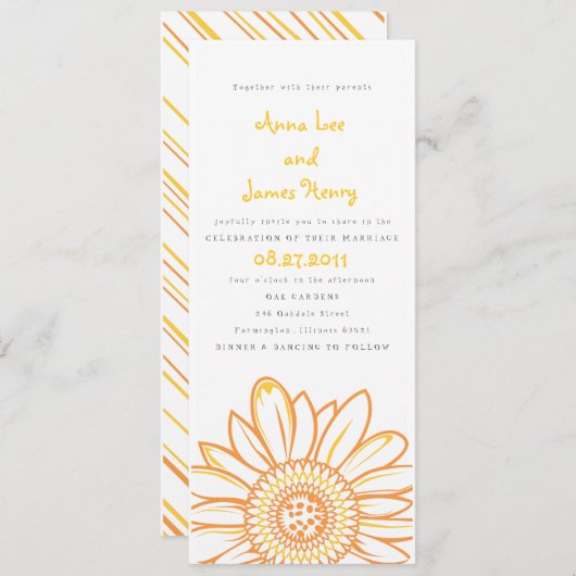 ヒマワリーティーレングス結婚式招待状 招待状 (正面/裏面)