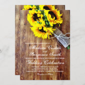 ヒマワリーブーケ素朴カントリーウエディング招待状 招待状 (正面/裏面)