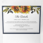 ヒマワリー・ネービ結婚ー・ブルーズ・オール・イン・ワン招待状 三つ折り案内状 (内部最初)