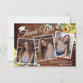 ヒマワリー・ユーカリ素朴3写真卒業  サンキューカード