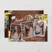 ヒマワリー・ユーカリ素朴3写真卒業  サンキューカード (正面/裏面)