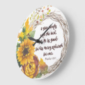 ヒマワリ与えの感謝していリース ラージ壁時計 (傾斜)