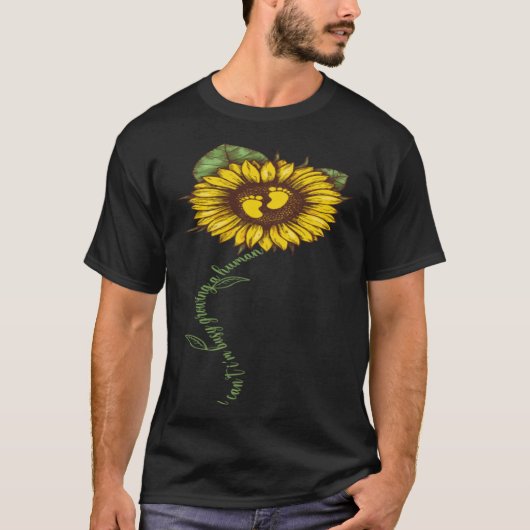 ヒマワリ人間の忙しモットを育てていおもしろいない Tシャツ (正面)