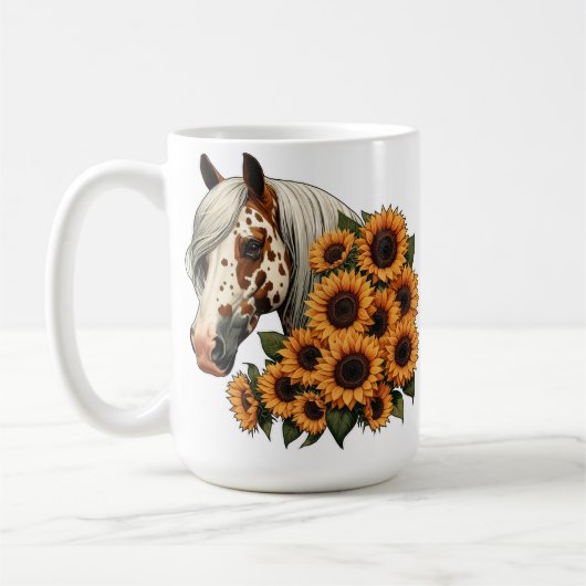 ヒマワリ付きアパロオーサ馬 コーヒーマグカップ (左)