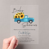 ヒマワリ付きウオーターカラートラック赤ちゃんシャワー アクリル招待状 (インサイチュ (ポータブル))