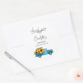 ヒマワリ付きウオーターカラートラック赤ちゃんシャワー ラウンドシール (封筒)