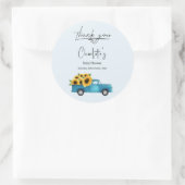 ヒマワリ付きウオーターカラートラック赤ちゃんシャワー ラウンドシール (バッグ)