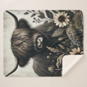 ヒマワリ付きハイランドブル シェルパブランケット (正面(横))