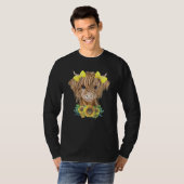 ヒマワリ付きハイランド牛 Tシャツ (正面フル)