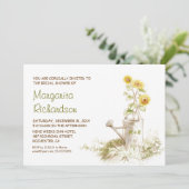 ヒマワリ付き散水缶ブライダルシャワー招待状 招待状 (スタンド正面)