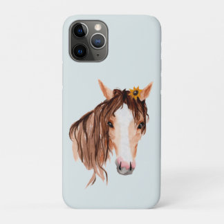 ヒマワリ付き水彩馬 iPhone 11 PROケース