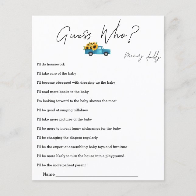 ヒマワリ付き水色トラック誰がゲームを推測 (正面)