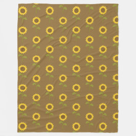 ヒマワリ付き茶色 フリースブランケット