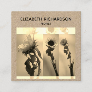 ヒマワリ写真コラージュ芸術的工芸 スクエア名刺