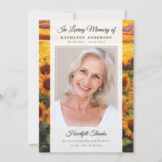 ヒマワリ写真記念お葬式 サンキューカード (正面)