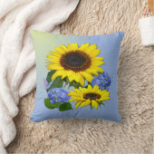 ヒマワリ及びアジサイの~の枕かクッション クッション (ブランケット)