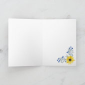 ヒマワリ及び青の花記念日カード カード (内部)